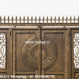 Steel Ke Gate Ki Design, Modern Metal Gate Design Main Gate Lighting In Outdoor