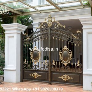 Simple Iron Gate Designs For Homes, Sliding Gate Simple Design Main Gate Lighting In Outdoor