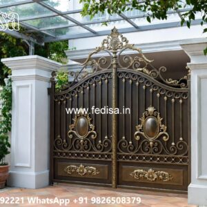 Single Steel Gate Design, Modern Gate Post Design Main Gate Lighting In Outdoor