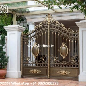 Office Gate Design, Herringbone Gate Main Gate Lighting In Outdoor