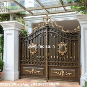 Single Steel Gate Design, Gate Fiber Design Main Gate Lighting In Outdoor