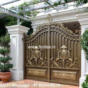 Simple Iron Gate Designs For Homes, Modern Auto Gate Design Main Gate Lighting In Outdoor