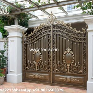 Small Main Gate Design, Fancy Iron Gate Design Main Gate Lighting In Outdoor