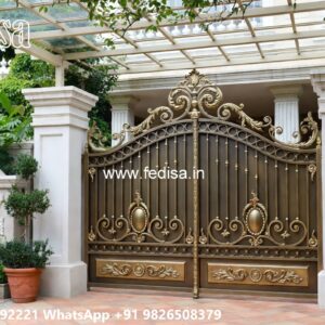 Security Gate Design, Concrete Fence And Gate Design Main Gate Lighting In Outdoor