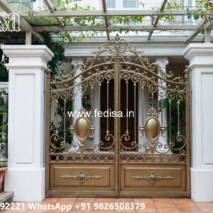 Main Gate Design 2114, Wood Gate Construction Main Gate Lighting In Outdoor