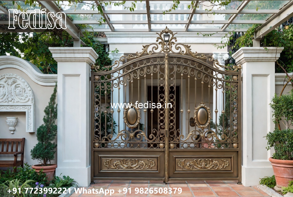 Steel Ke Gate Ki Design, Covered Gate Design Main Gate Lighting In Outdoor