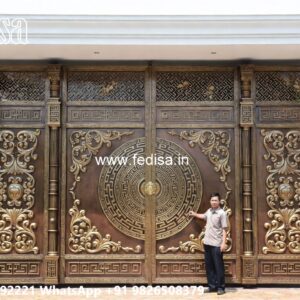 Office Gate Design, Steel Gate Sliding Design Main Gate Lighting In Outdoor