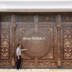 Main Gate Design 2119, Fancy Wooden Gates Main Gate Lighting In Outdoor