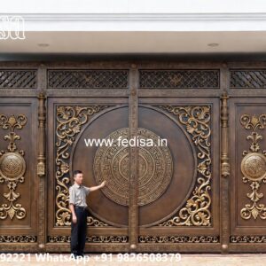 Mane Gate Design, Front Compound Gate Design Main Gate Lighting In Outdoor