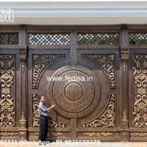 Office Gate Design, Wooden Gate Door Design Main Gate Lighting In Outdoor