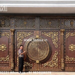 Small Main Gate Design, Rectangular Tube Gate Design Main Gate Lighting In Outdoor
