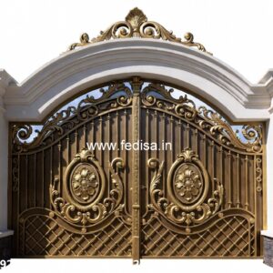 Mane Gate Design, Iron Gate Design Double Door Main Gate Lighting In Outdoor