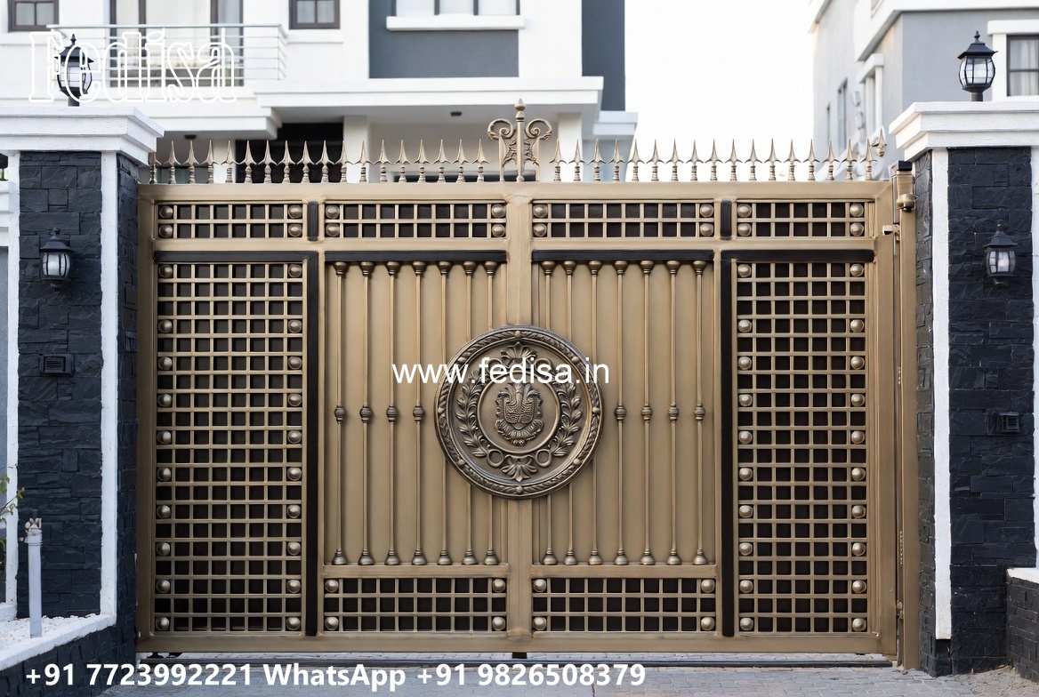 Steel Ke Gate Ki Design, Iron Folding Gate Design Main Gate Lighting In Outdoor