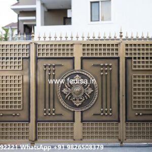 Single Steel Gate Design, Luxury Main Gate Design Main Gate Lighting In Outdoor