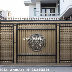 Security Gate Design, Main Gate Design 12 Feet Main Gate Lighting In Outdoor