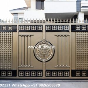 Single Steel Gate Design, Mid Century Modern Fences And Gates Main Gate Lighting In Outdoor