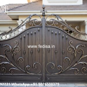 Single Steel Gate Design, Main Gate Design Laser Cutting Main Gate Lighting In Outdoor