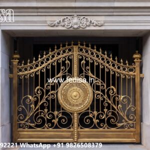 Small Main Gate Design, Front Iron Grill Design Main Gate Lighting In Outdoor