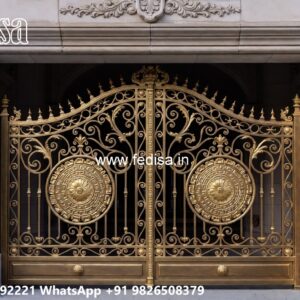 Security Gate Design, Full Steel Gate Design Main Gate Lighting In Outdoor