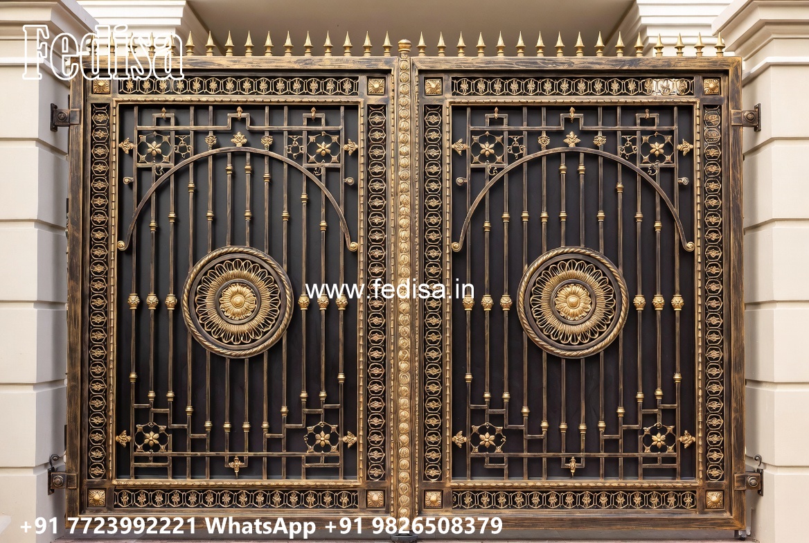 Security Gate Design, Fancy Metal Gates Main Gate Lighting In Outdoor