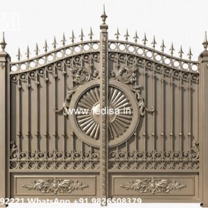 Office Gate Design, Modern Metal Fences Main Gate Lighting In Outdoor