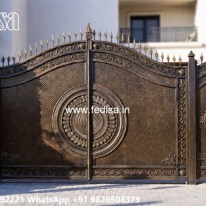 Single Steel Gate Design, Contemporary Gates And Fences Main Gate Lighting In Outdoor