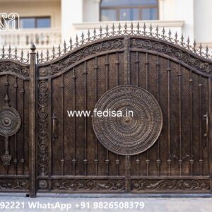 Simple Iron Gate Designs For Homes, Gate Design Angle Bar Main Gate Lighting In Outdoor