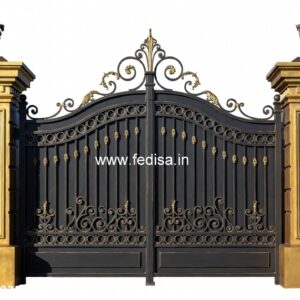 Mane Gate Design, Boundary Steel Gate Main Gate Lighting In Outdoor