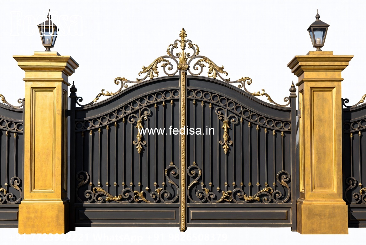 Steel Ke Gate Ki Design, Steel Gate Design 6 Feet Main Gate Lighting In Outdoor