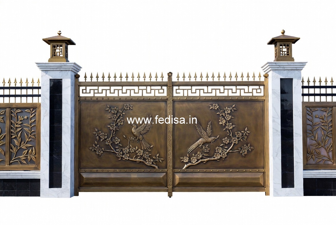Simple Iron Gate Designs For Homes, Home Front Side Gate Design Main Gate Lighting In Outdoor