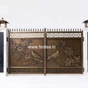 Mane Gate Design, House Boundary Grill Design Main Gate Lighting In Outdoor