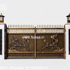 Mane Gate Design, L Shape Gate Design Main Gate Lighting In Outdoor