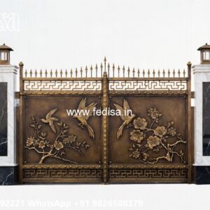 Steel Ke Gate Ki Design, Sliding Gate Detail Design Main Gate Lighting In Outdoor