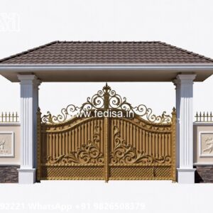 Mane Gate Design, Double Entry Gate Main Gate Lighting In Outdoor
