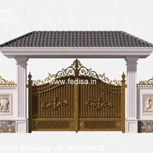 Single Steel Gate Design, Boundary Gate Pipe Design Main Gate Lighting In Outdoor