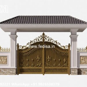 Main Gate Design 2159, Gate With Wood Design Main Gate Lighting In Outdoor