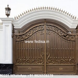 Hpl Gate Design, Iron Gate Design Main Gate Lighting In Outdoor
