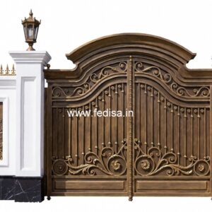 Steel Gate New Design, Wooden Gate Design Main Gate Lighting In Outdoor