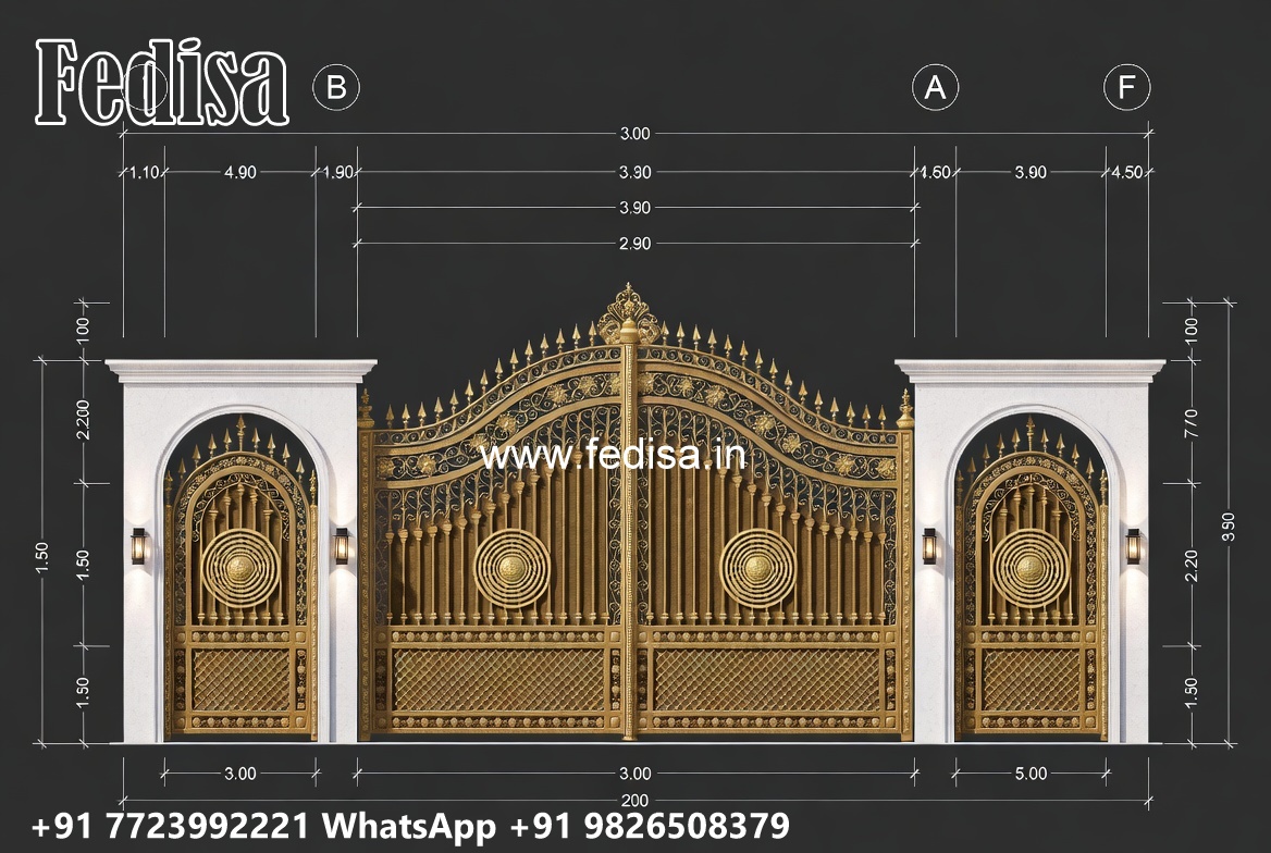 Steel Gate New Design, Modern Steel Gate Design Main Gate Lighting In Outdoor