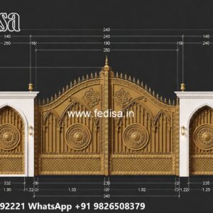 Hpl Gate Design, Stainless Gate Design Main Gate Lighting In Outdoor