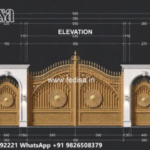 Hpl Gate Design, Front Gate Design Iron Main Gate Lighting In Outdoor