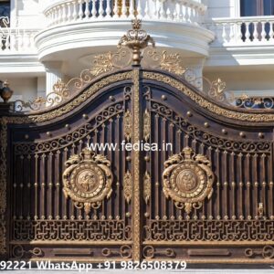 Latest Steel Gate Design, Double Gate Design Main Gate Lighting In Outdoor