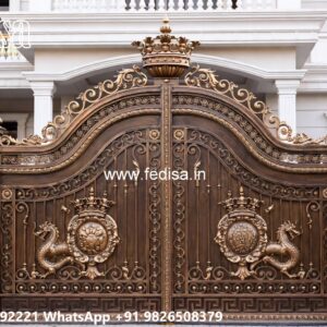 Hpl Gate Design, Mild Steel Gate Main Gate Lighting In Outdoor