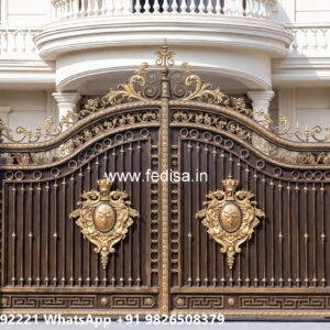 Hpl Gate Design, Modern Iron Gate Design Main Gate Lighting In Outdoor