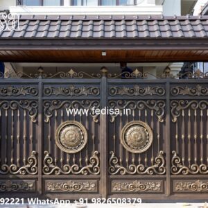 Beautiful Gate Designs, Cast Iron Gate Design Main Gate Lighting In Outdoor