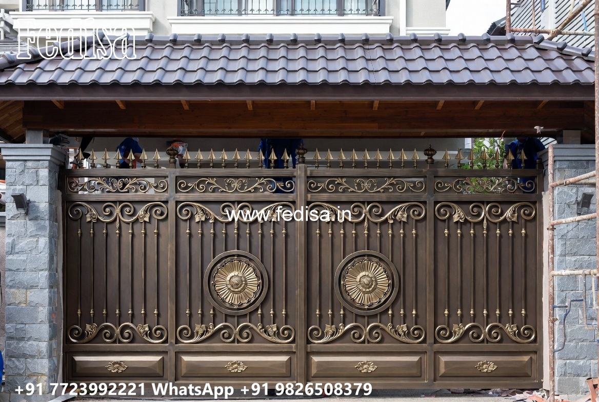 Steel Gate New Design, Iron Sheet Gate Design Main Gate Lighting In Outdoor