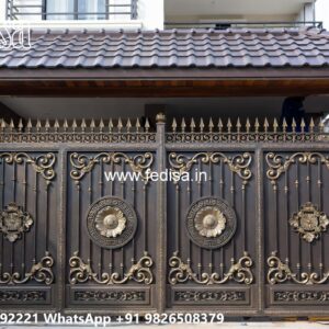 Hpl Gate Design, Small Iron Gate Design Main Gate Lighting In Outdoor