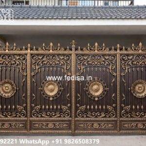 Steel Gate New Design, Stylish Gate Design Main Gate Lighting In Outdoor