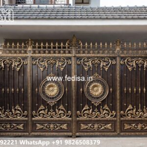 Gate Design 2052, Timber Gates Designs Main Gate Lighting In Outdoor