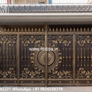 Hpl Gate Design, Iron Railing Design For Boundary Wall Main Gate Lighting In Outdoor